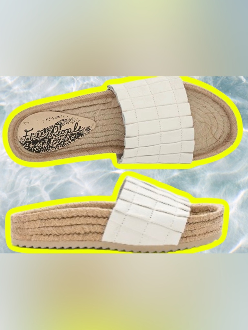 Free People Slide espadrille flatform Sandals 7.5 euro 38 pleated leather strap